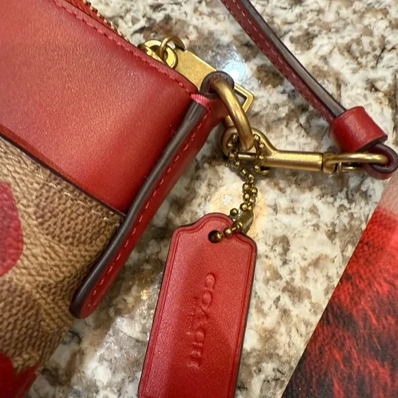 Coach Tan and Red Heart Crossbody Bag - Picture 4 of 6